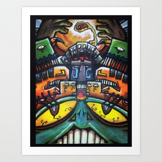 Aztec Colorfull Monsters Art Print