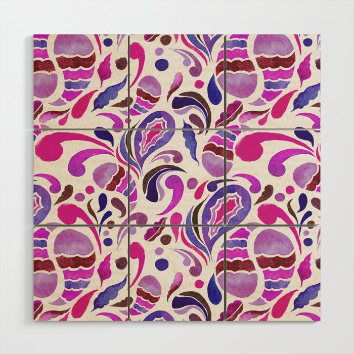 Paisley Blast - Magenta Purple Palette  Wood Wall Art