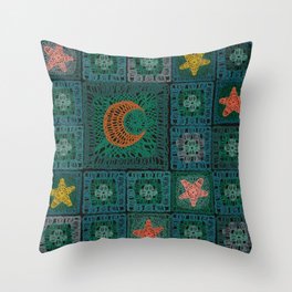 Starry Summer Nights Crochet Throw Pillow