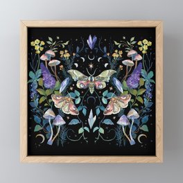 Crystals Moth Mushrooms Framed Mini Art Print
