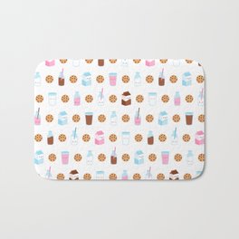 Milk and Cookies Pattern on White Bath Mat