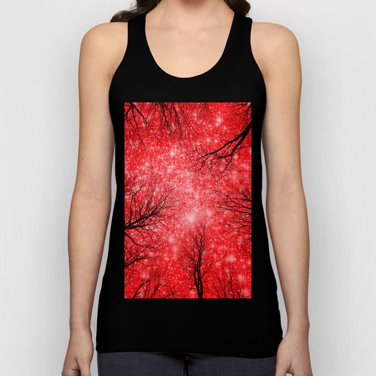 Black Trees Red Space Unisex Tank Top