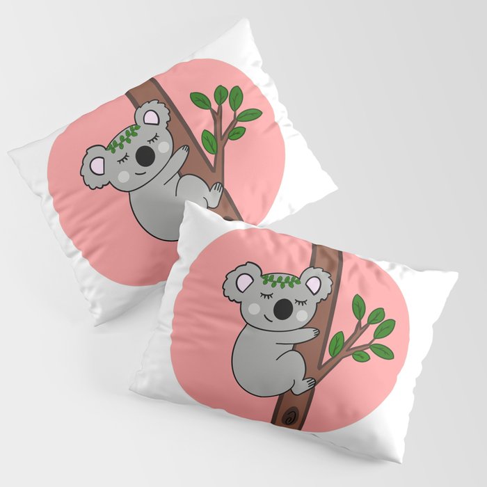 Koality design- koala with pink background Pillow Sham