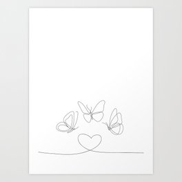 Heart Love Butterflies Art Print