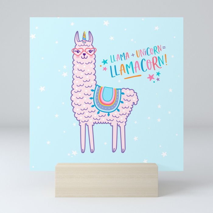 llama unicorn llamacorn pink lama alpaca funny cute gift Mini Art Print