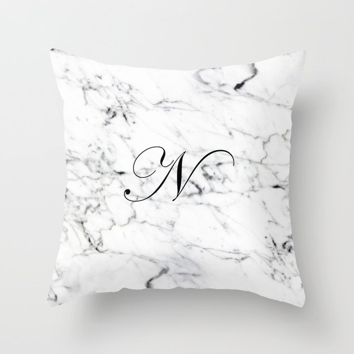 Letter N on Marble texture Initial personalized monogram Throw Pillow