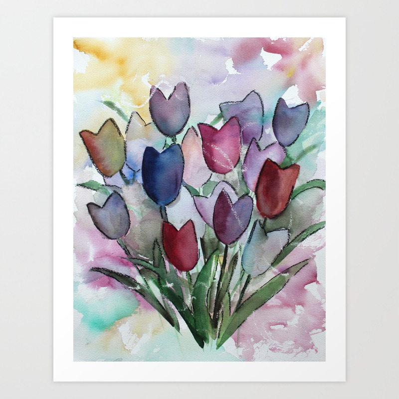 Loose Semi Abstract Tulip Painting Art Print By Landandseaartstudio Society6