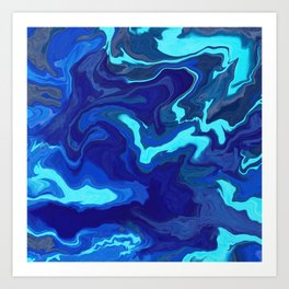 Blue Marble Art Print | Nightsky, Midnightcolours, Graphicdesign, Blue, Digital, Pattern, Marble, Marbling, Watercolor 