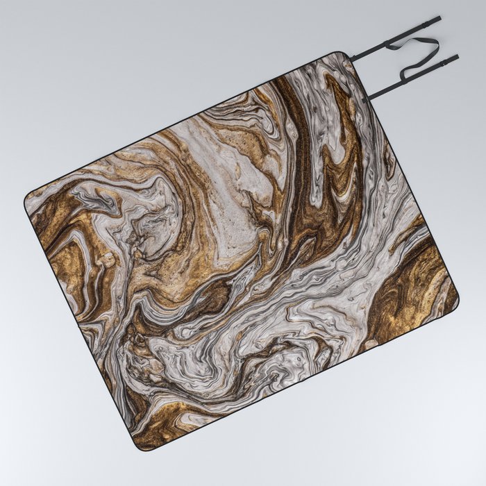 Metallic Marble Texture 01 Picnic Blanket