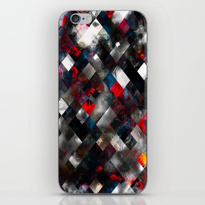 geometric pixel square pattern abstract background in red blue iPhone Skin