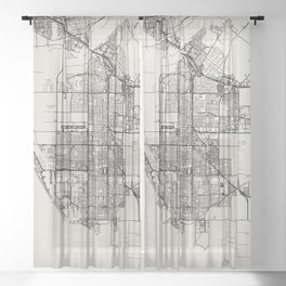 USA, Oxnard City Map Drawing Sheer Curtain