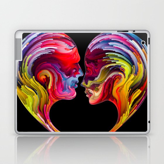 Love in Hues: Heartfelt Radiance, Abstract Art Exploration Journey of Emotion and Radiant Expressio  Laptop & iPad Skin