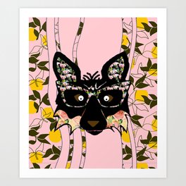 Foxy Flora Fox and Flowers Art Print