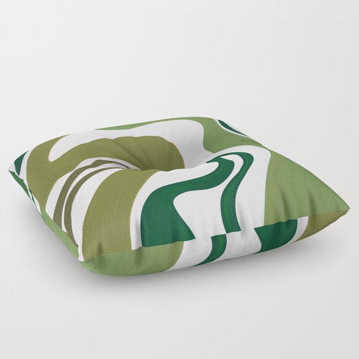 Cottagecore Liquid Swirl in Green Hues  Floor Pillow