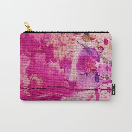 pink floral on crumbling wall Carry-All Pouch