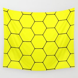 Beehive - Black and yellow hexagon, beehive, honeycomb pattern Wall Tapestry