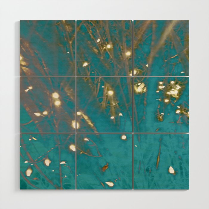 Bokeh Lights In Tree Branches Wood Wall Art