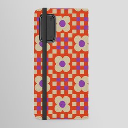Floral gingham checker pattern # purple orange Android Wallet Case