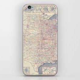  Paved Road Map of the United States 1930 - Vintage Illustrated Map iPhone Skin