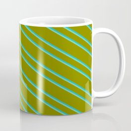 [ Thumbnail: Green, Light Sea Green, and Aquamarine Colored Striped Pattern Coffee Mug ]