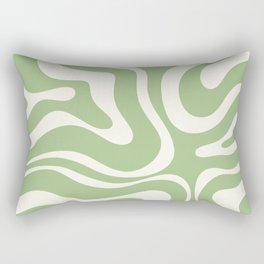 Modern Liquid Swirl Abstract Pattern in Light Sage Green and Cream Rectangular Pillow