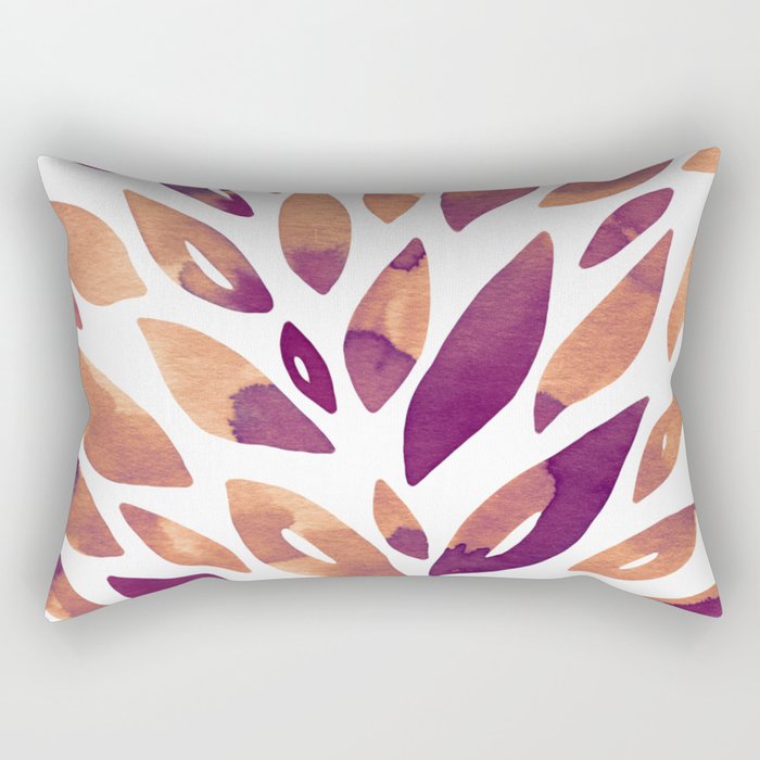 Watercolor floral petals - purple and orange Rectangular Pillow