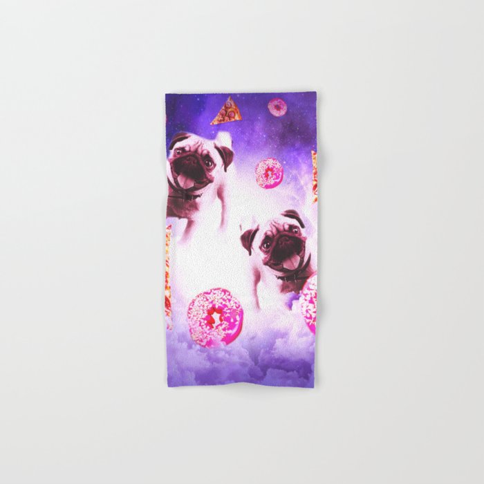 Pugs In The Clouds With Doughnut And Pizza Hand & Bath Towel