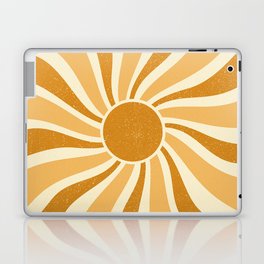 Here Comes the Sun Vintage Retro Boho Groovy 70s Sun Rays in Golden Earthy Tones Laptop Skin