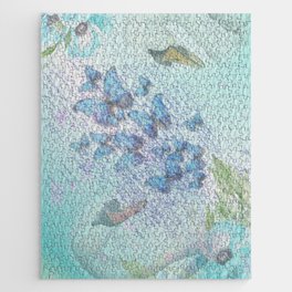 Blue Swan and Butterfly Ephemera Jigsaw Puzzle