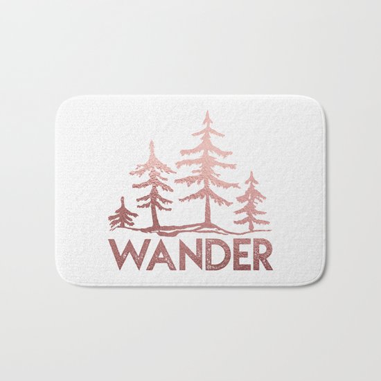 WANDER Adventure Forest Rose Gold Pink Bath Mat
