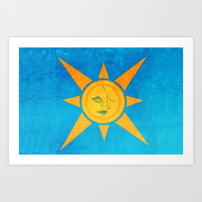 Sun Shining and Moon Sleeping Art Print