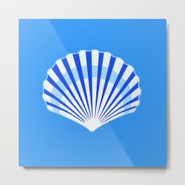 Blue Sea Scallop Shell Metal Print
