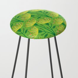 EUCALYPTUS FLORAL in BRIGHT TROPICAL GREEN AND YELLOW Counter Stool