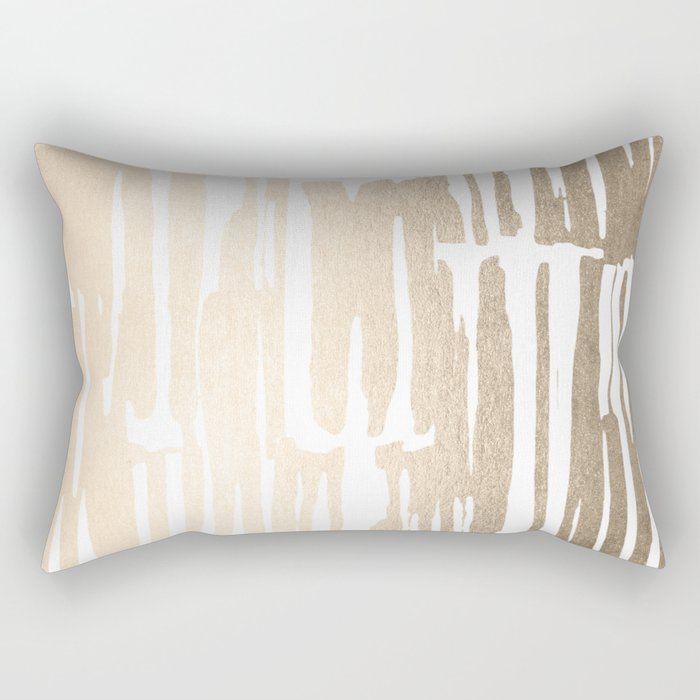 White Gold Sands Bamboo Stripes Rectangular Pillow