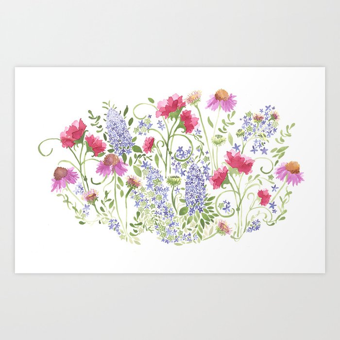 Flowering Meadow - Watercolor Art Print