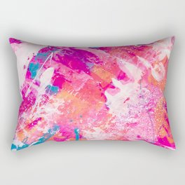 Vibrant Colorful Abstract Splatter Painting with Glitter Rectangular Pillow
