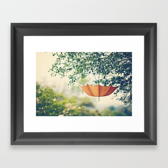 Orange Umbrella Framed Art Print
