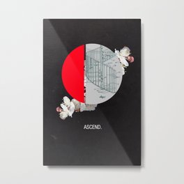 Ascend. Metal Print | Flowers, Minimal, Red, Circle, Typography, Curated, Digitalcollage, Vintage, Graphic Design, Floral 