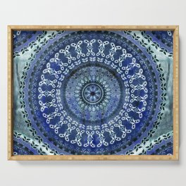 Vintage Blue Wash Mandala Serving Tray