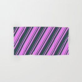 [ Thumbnail: Violet and Dark Slate Gray Colored Lines Pattern Hand & Bath Towel ]