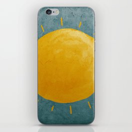 Yellow Sun On Turquoise Grunge Texture iPhone Skin