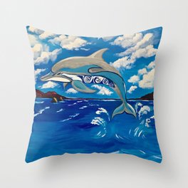 Fly High, Dolphin Throw Pillow