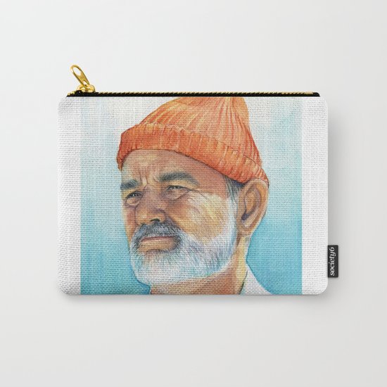 Steve Zissou Art Life Aquatic Bill Murray Watercolor Portrait Carry-All Pouch