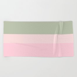 Esay - Green and Pink Geometric Minimal Stripe Pattern Design  Beach Towel