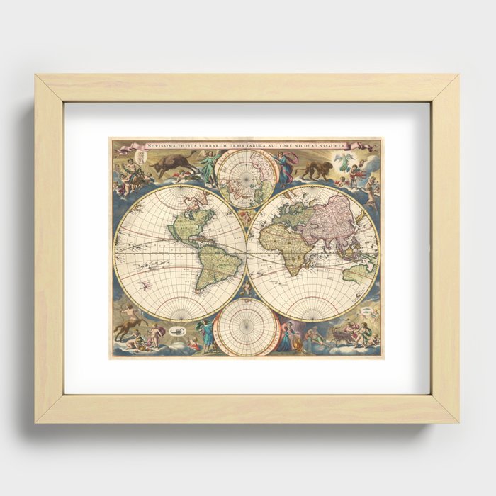 1690 Vintage World Map Recessed Framed Print