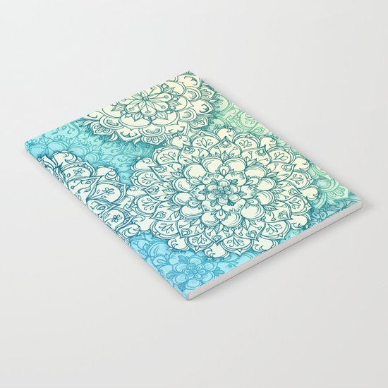 Blue Green Ballpoint Pen Doodle Poem Notebook