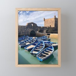 Blue Boats, Essaouira, Morocco Framed Mini Art Print