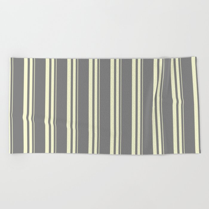 Grey and Light Yellow Colored Striped/Lined Pattern Beach Towel