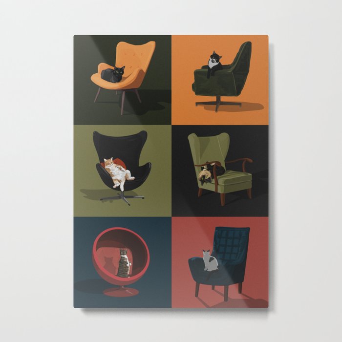 Cats on Chairs Metal Print