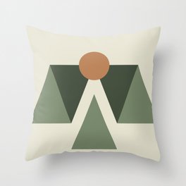 Modern Forest Geometry | Contemporary Geometric Abstract Beige Green Gold Throw Pillow